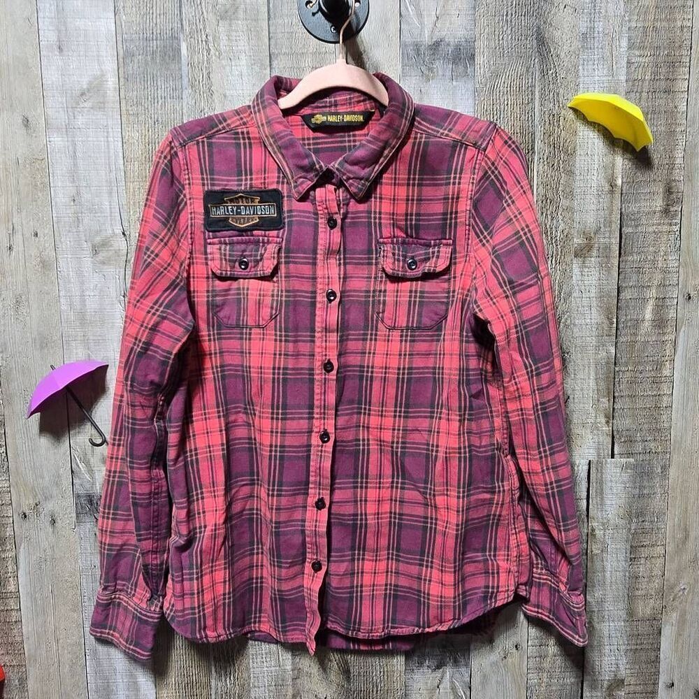 Harley-Davidson Red Plaid Button Down Shirt